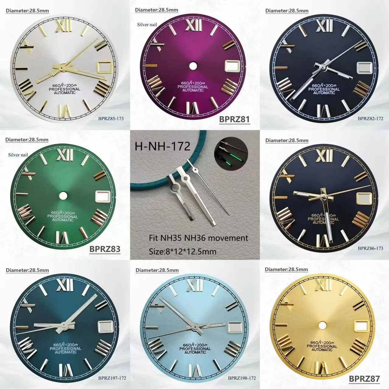 s logo dial 28.5mm NH35 Watch S LOGO dial S dial nh35 Rome numerals dial Suitable for NH35 movement watch accessories
s logo dial 28.5mm NH35 Watch S LOGO dial S dial nh35 Rome numerals dial Suitable for NH35 movement watch accessories