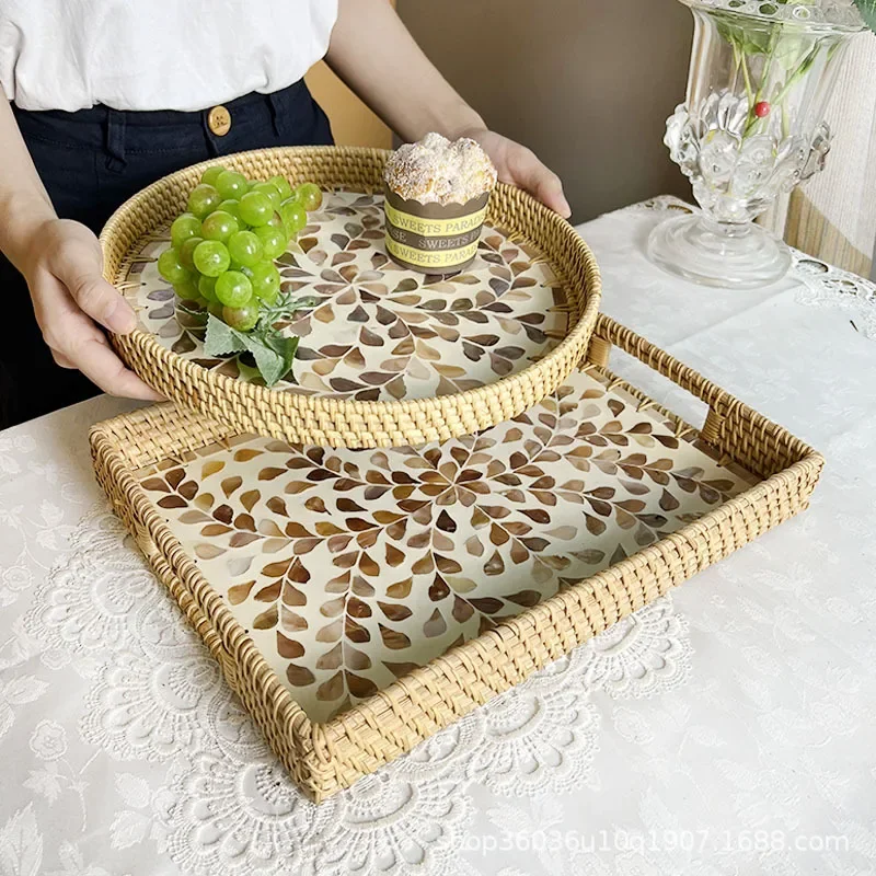Rattan Shell Color Storage Round Handmade Home Living Room Light Luxury Picnic Fruit Plate Candy Restaurant Advanced Tray
Rattan Shell Color Storage Round Handmade Home Living Room Light Luxury Picnic Fruit Plate Candy Restaurant Advanced Tray