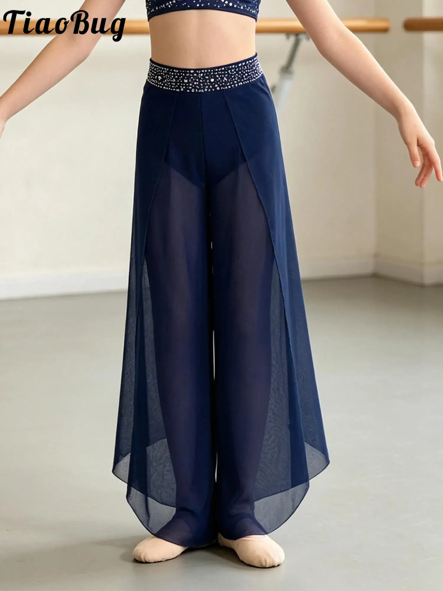 Kids Girls Sheer Mesh Lyrical Figure Skating Modern Dance Pants Rhinestones Waistband Side Split Pants Ballet Skating Costumes
Kids Girls Sheer Mesh Lyrical Figure Skating Modern Dance Pants Rhinestones Waistband Side Split Pants Ballet Skating Costumes