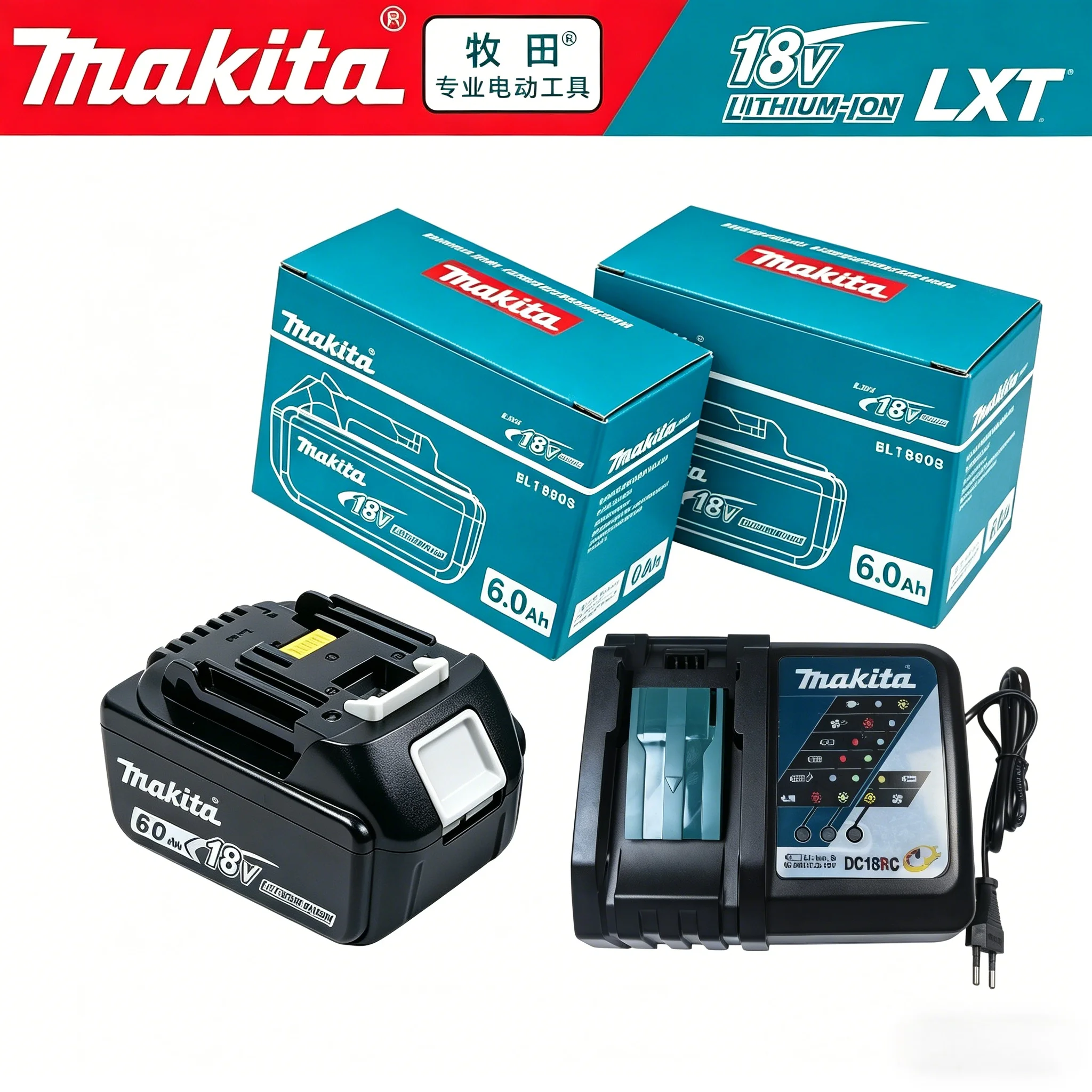 High Capacity 18V 6.0Ah LXT Battery Pack, 100% Genuine Makita Replacement for BL1830B BL1840B BL1850 BL1860B
High Capacity 18V 6.0Ah LXT Battery Pack, 100% Genuine Makita Replacement for BL1830B BL1840B BL1850 BL1860B