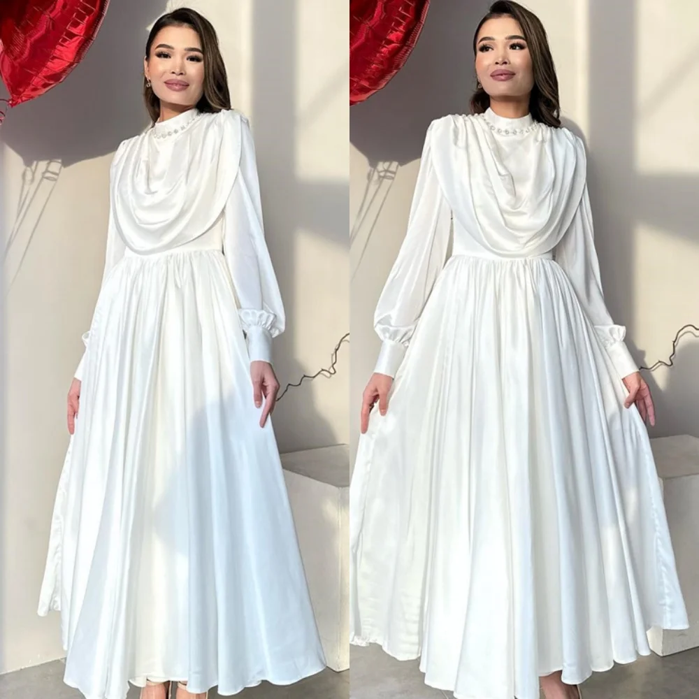 Customized Exquisite White Satin Evening Dress Delicate High Neckline Puff Sleeves Long Sleeves Zipper Back Homecoming Dress
Customized Exquisite White Satin Evening Dress Delicate High Neckline Puff Sleeves Long Sleeves Zipper Back Homecoming Dress