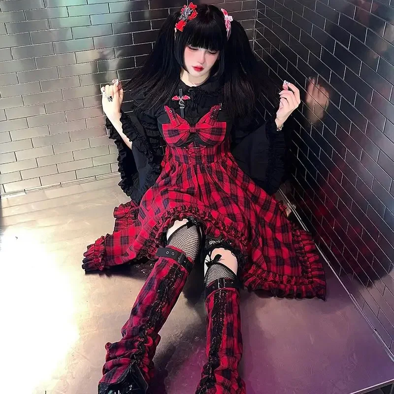 Coalfell JSK Original Design Red Plaid Yabi Punk Lolita Dress Irregular Hem+Leg Covers
Coalfell JSK Original Design Red Plaid Yabi Punk Lolita Dress Irregular Hem+Leg Covers