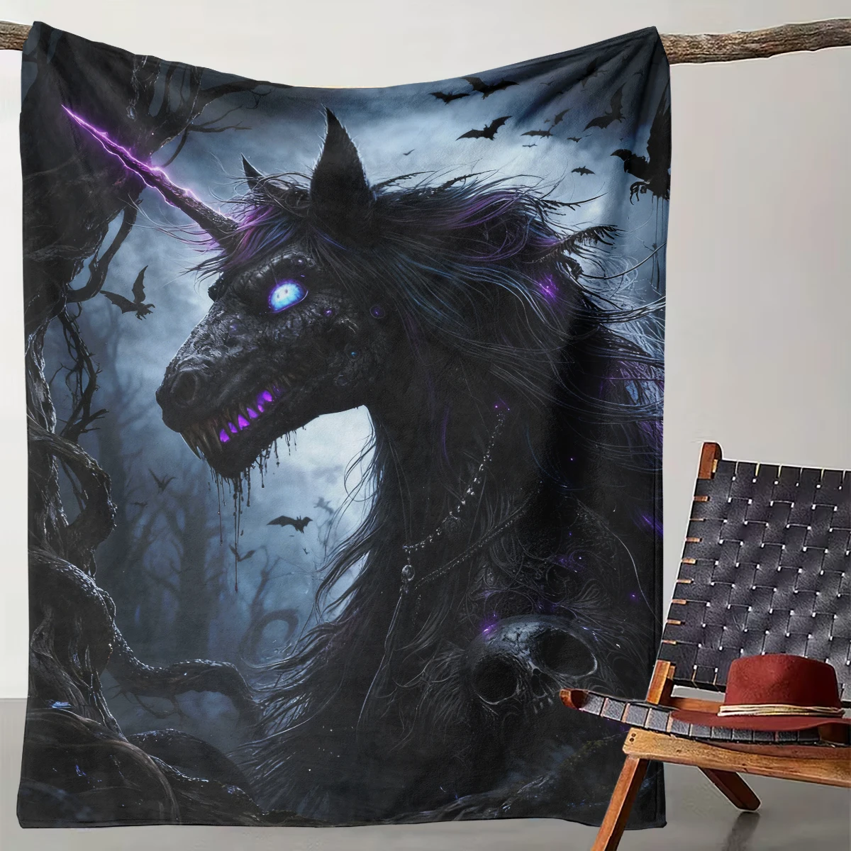 1 Dark Gothic Black Unicorn Blanket Bat Skull Purple Electric Flannel Throw Blanket
1 Dark Gothic Black Unicorn Blanket Bat Skull Purple Electric Flannel Throw Blanket