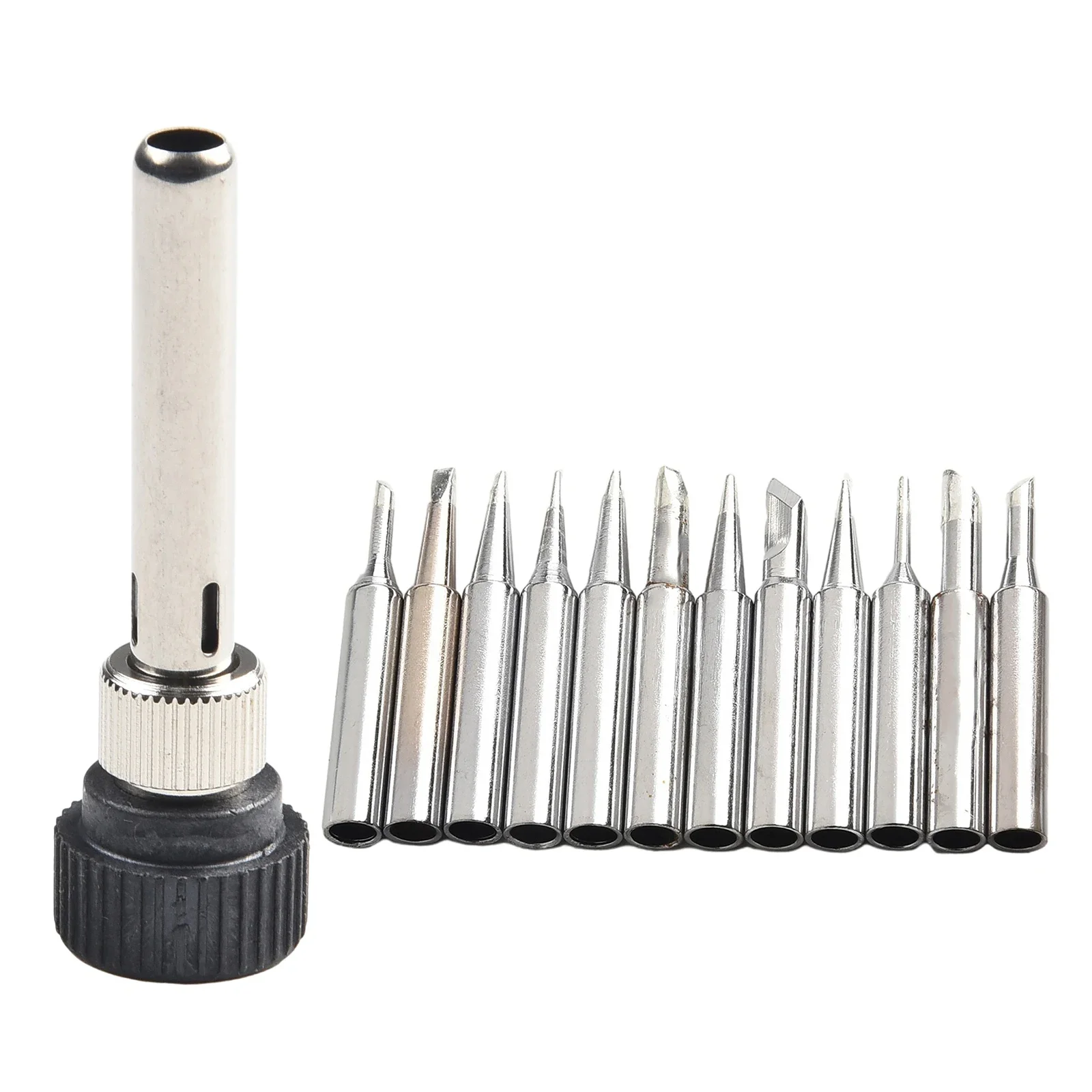 Practical Soldering Iron Tips 13pcs/set 4.2cm 900M-T 907 933 926 937 928 94 Silver Station Tool W/Handle Adapter
Practical Soldering Iron Tips 13pcs/set 4.2cm 900M-T 907 933 926 937 928 94 Silver Station Tool W/Handle Adapter