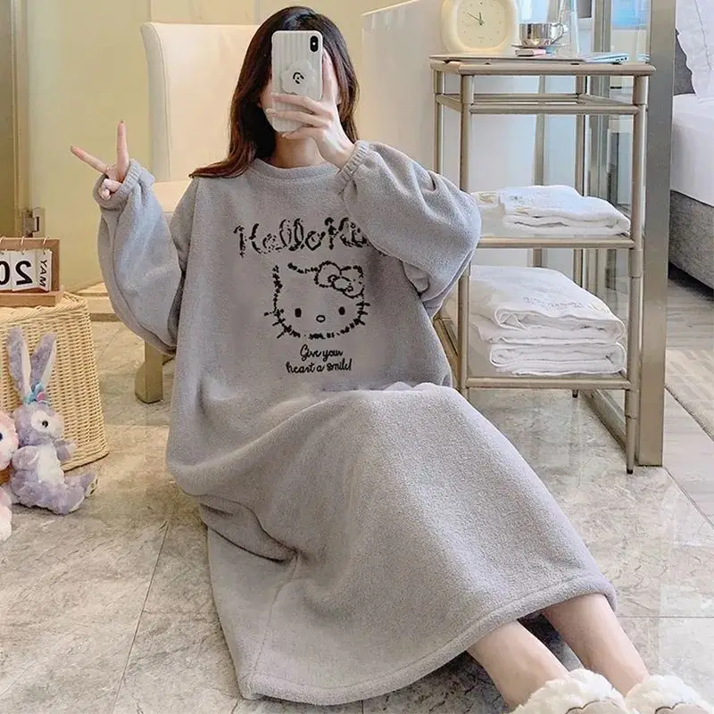 Sanrio Hello Kitty Winter Sleep Dress Kawaii Cartoon Women's Warm Pajamas Long Sleeve Sleeping Skirt De Rong Casual Home Clothes
Sanrio Hello Kitty Winter Sleep Dress Kawaii Cartoon Women's Warm Pajamas Long Sleeve Sleeping Skirt De Rong Casual Home Clothes