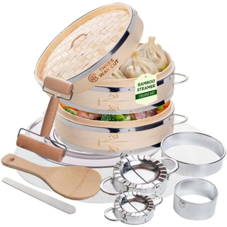 2-tier 10 Bamboo Steamer with Reinforcement Handle Reusable Silicone Liner Accessories Kit For Cooking Dumpling Baby Bao Bun Di
2-tier 10 Bamboo Steamer with Reinforcement Handle Reusable Silicone Liner Accessories Kit For Cooking Dumpling Baby Bao Bun Di