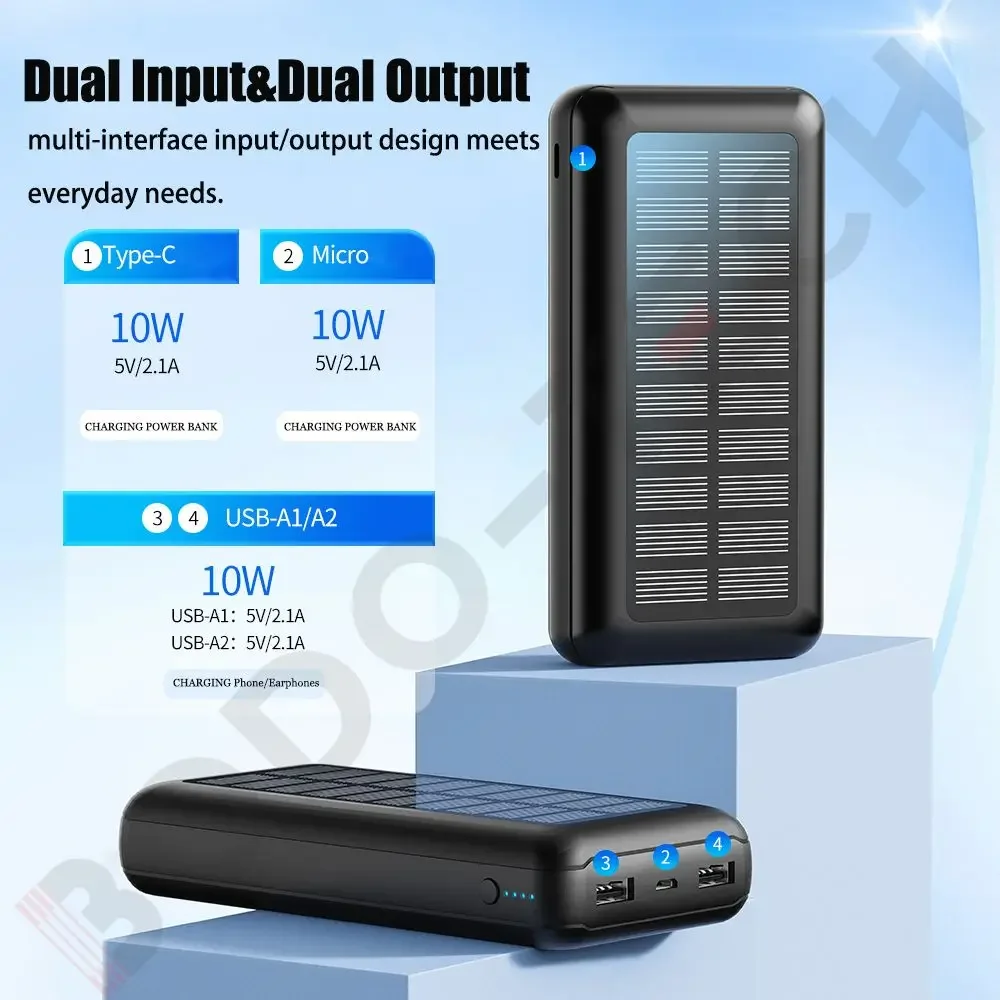 30000Mah Portable Charger, Solar Battery Pack, Dual USB Interface, Compact and Portable, Supports Fast Charging of Mobile Phones
30000Mah Portable Charger, Solar Battery Pack, Dual USB Interface, Compact and Portable, Supports Fast Charging of Mobile Phones