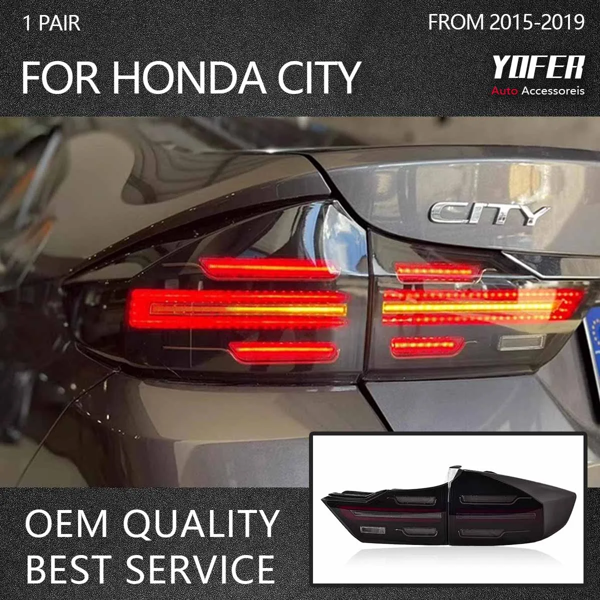 Автомобильные фонари YOFER для Honda City, задний фонарь 2014-2019, задние фонари, светодиодные DRL, динамический последовательный указатель поворота, стоп-сигнал
Автомобильные фонари YOFER для Honda City, задний фонарь 2014-2019, задние фонари, светодиодные DRL, динамический последовательный указатель поворота, стоп-сигнал