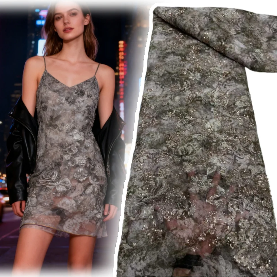 African Bridal Embroidered Lace Fabric with Sequins and Beads, Nigerian French Lace Fabric for Party Evening Gowns 5 Yards 1891
African Bridal Embroidered Lace Fabric with Sequins and Beads, Nigerian French Lace Fabric for Party Evening Gowns 5 Yards 1891