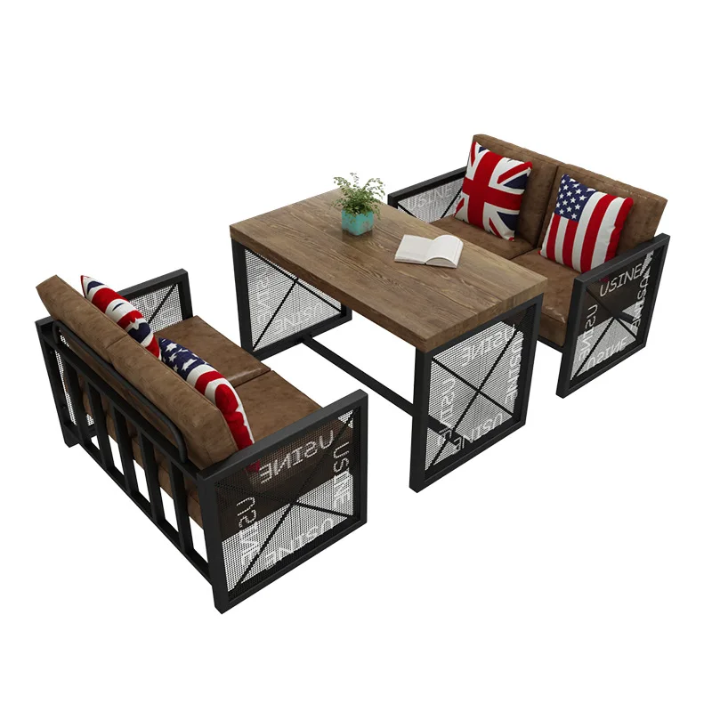 American industrial style, retro booth sofa, table and chair combination
American industrial style, retro booth sofa, table and chair combination