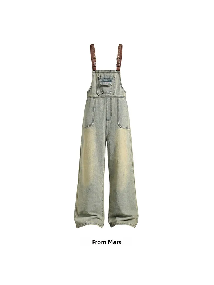 Artistic Vintage American Style Distressed Loose Casual Wide Leg Denim Overalls from High Waist Long Pants for Teens
Artistic Vintage American Style Distressed Loose Casual Wide Leg Denim Overalls from High Waist Long Pants for Teens
