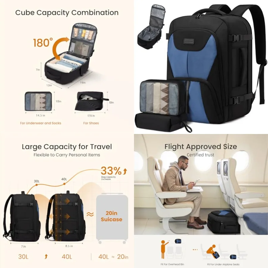 Travel Carry on Backpack for Men Women, Expandable 40L Extra Large Travel Laptop Backpack, Water Resistant Durable TSA Airline
Travel Carry on Backpack for Men Women, Expandable 40L Extra Large Travel Laptop Backpack, Water Resistant Durable TSA Airline