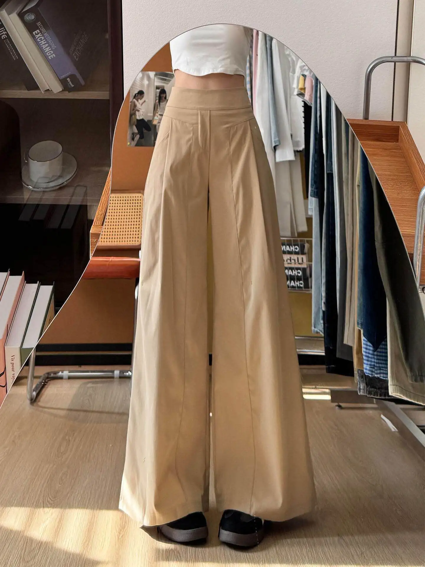 High Waist Khaki Wide Leg Pants Women's Casual Commute Style Korean System Loose Drapey Straight Cut Trousers Summer New
High Waist Khaki Wide Leg Pants Women's Casual Commute Style Korean System Loose Drapey Straight Cut Trousers Summer New