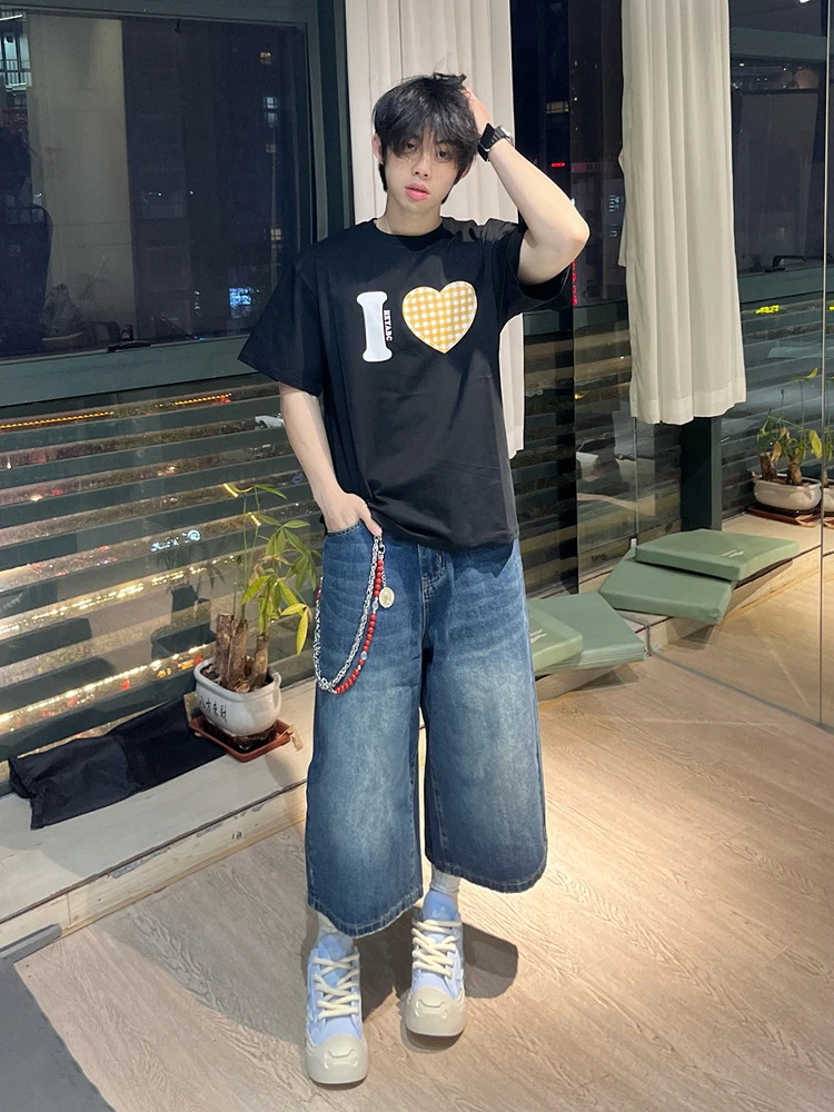 Nostaic Blue Men's Summer Casual Loose Straight Leg Jeans orts American Sle Wide Leg 7/8 Length Straight Tube Pants
Nostaic Blue Men's Summer Casual Loose Straight Leg Jeans orts American Sle Wide Leg 7/8 Length Straight Tube Pants