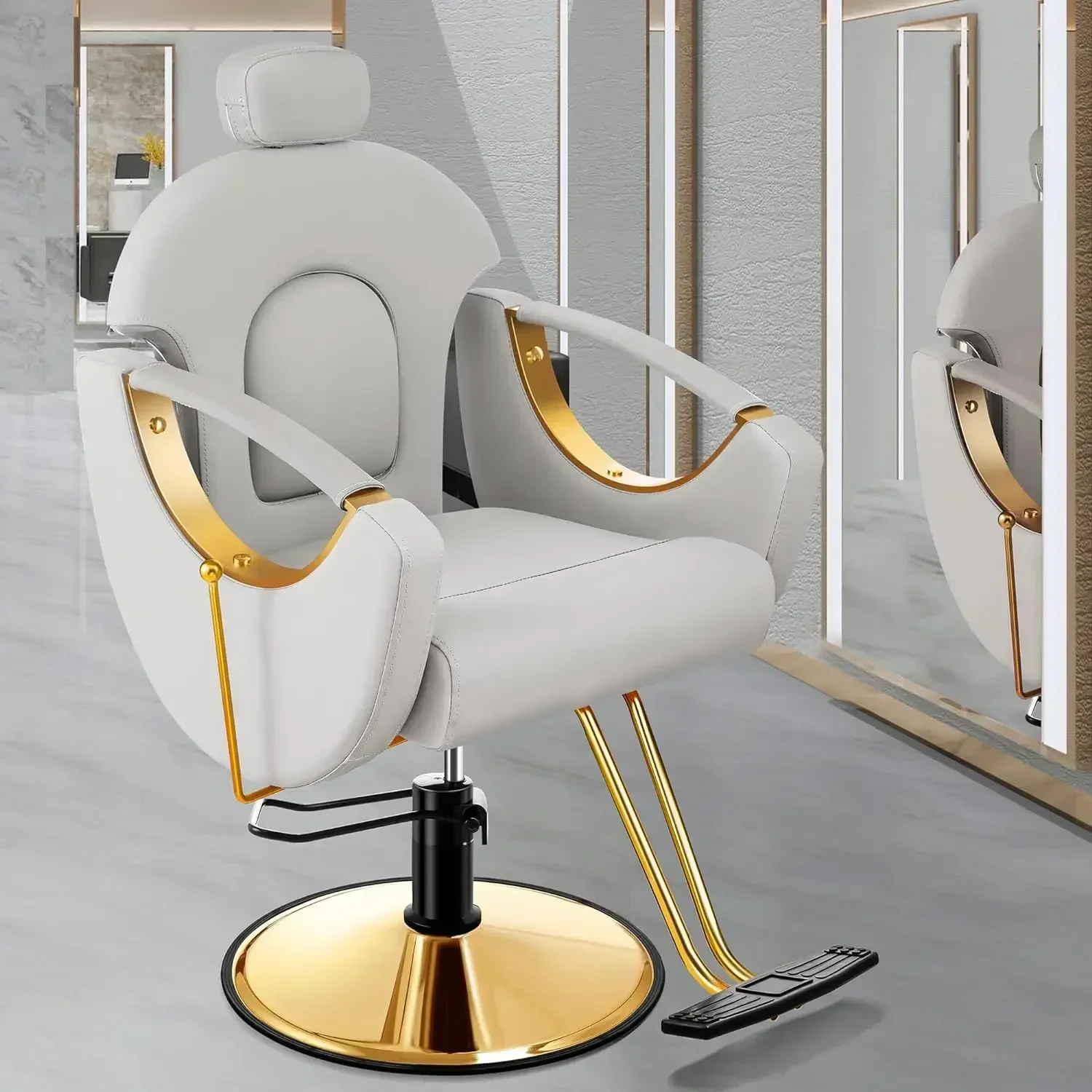 Barber Chair Reclining Hair Salon Chair, All Purpose Gold Salon Chair for Hair Stylist, 360 Degrees Rolling Swivel Stylin
Barber Chair Reclining Hair Salon Chair, All Purpose Gold Salon Chair for Hair Stylist, 360 Degrees Rolling Swivel Stylin