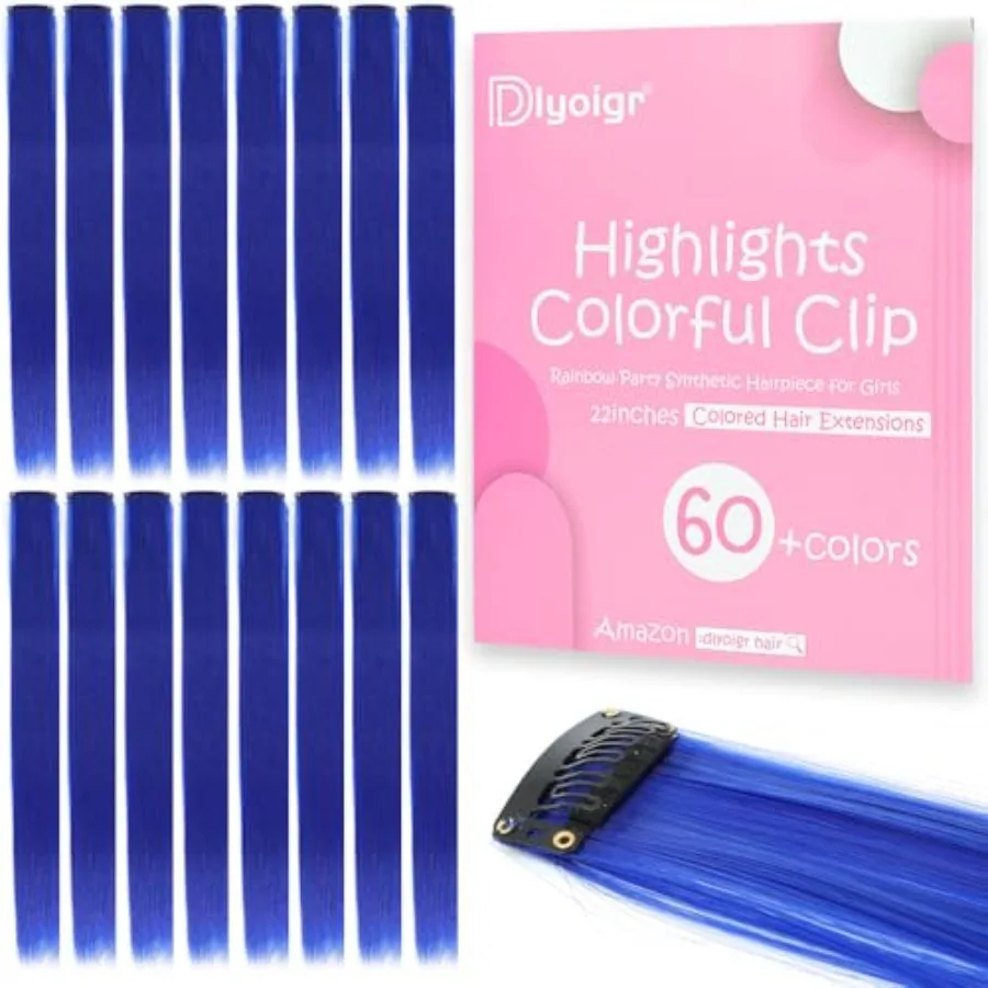 12PCS Blue Clip In Hair Extensions 22 Inch Long Straight Heat Resistant Synthetic Hair Highlights, Easy to Use Colorful Hairpie
12PCS Blue Clip In Hair Extensions 22 Inch Long Straight Heat Resistant Synthetic Hair Highlights, Easy to Use Colorful Hairpie