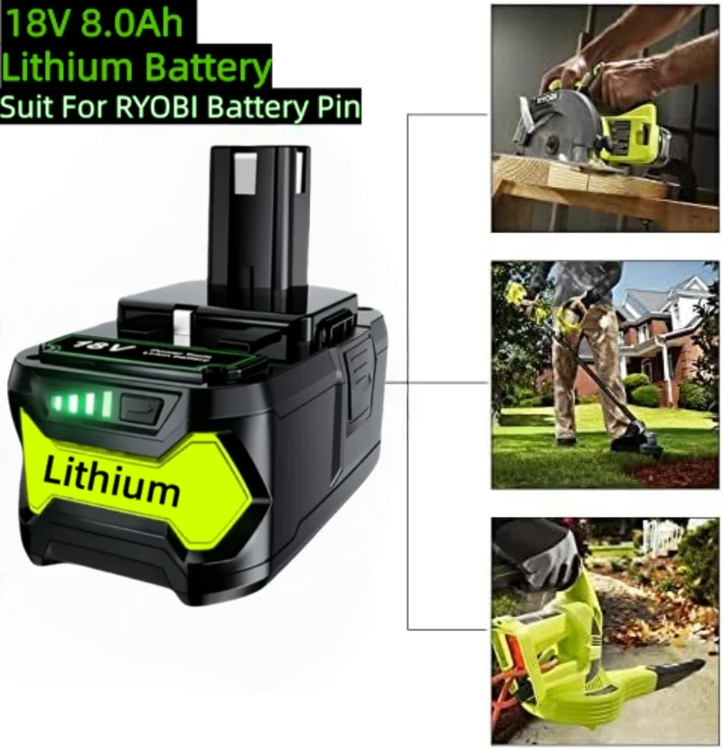 For RYOBI 18V 8.0Ah Battery Pin Rechargeable Lithium Battery For Handheld Drill P105 P104 P107 RB18L50 RB18L20 P108 1PC/2PC
For RYOBI 18V 8.0Ah Battery Pin Rechargeable Lithium Battery For Handheld Drill P105 P104 P107 RB18L50 RB18L20 P108 1PC/2PC
