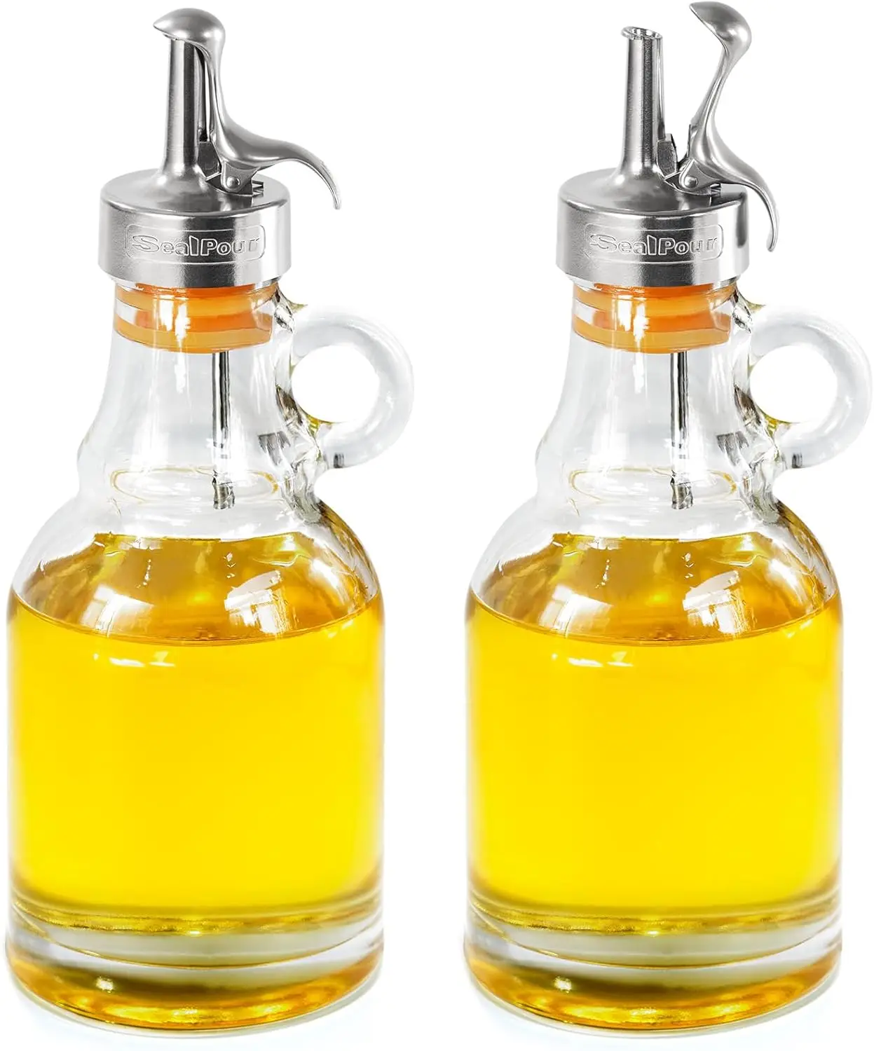 Glass Olive Oil Dispenser Bottle, 12oz, 2-Pack with Stainless Steel Drip-Free Spouts
Glass Olive Oil Dispenser Bottle, 12oz, 2-Pack with Stainless Steel Drip-Free Spouts