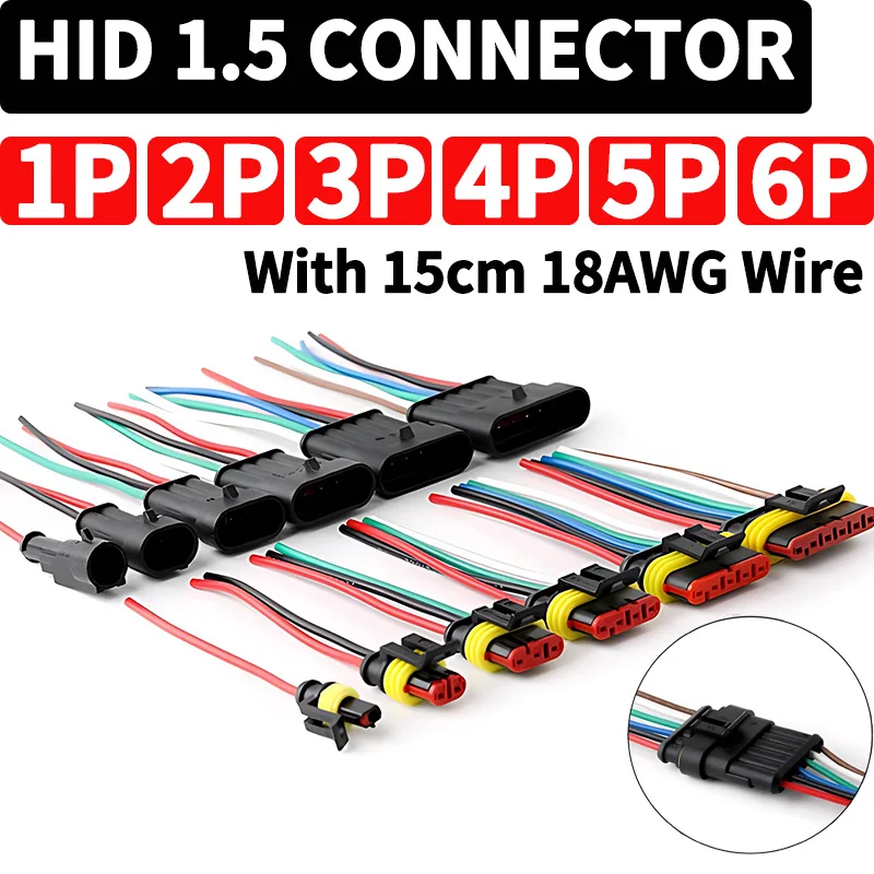 1/2/3/4/5/6 Pin HID Series Waterproof Car Truck Connector 15CM 18AWG Cable Wiring Kit 5/20/100 Sets with Plug
1/2/3/4/5/6 Pin HID Series Waterproof Car Truck Connector 15CM 18AWG Cable Wiring Kit 5/20/100 Sets with Plug