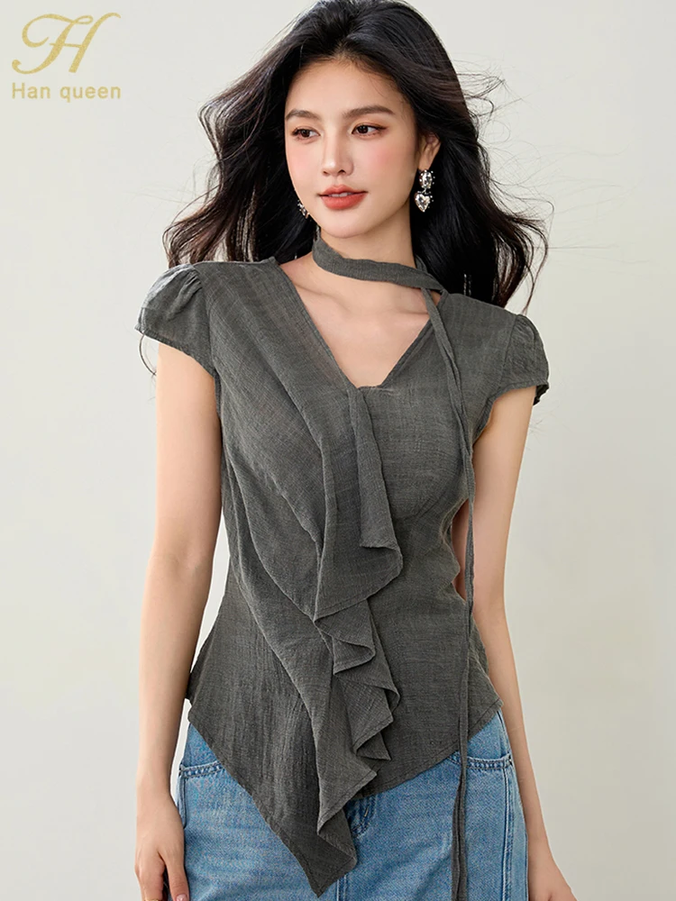 H Han Queen New 2025 Summer Blouses Woman Clothing Loose Ruffles Short Sleeve Chiffon Work Casual Tops Vintage Women's Shirts
H Han Queen New 2025 Summer Blouses Woman Clothing Loose Ruffles Short Sleeve Chiffon Work Casual Tops Vintage Women's Shirts