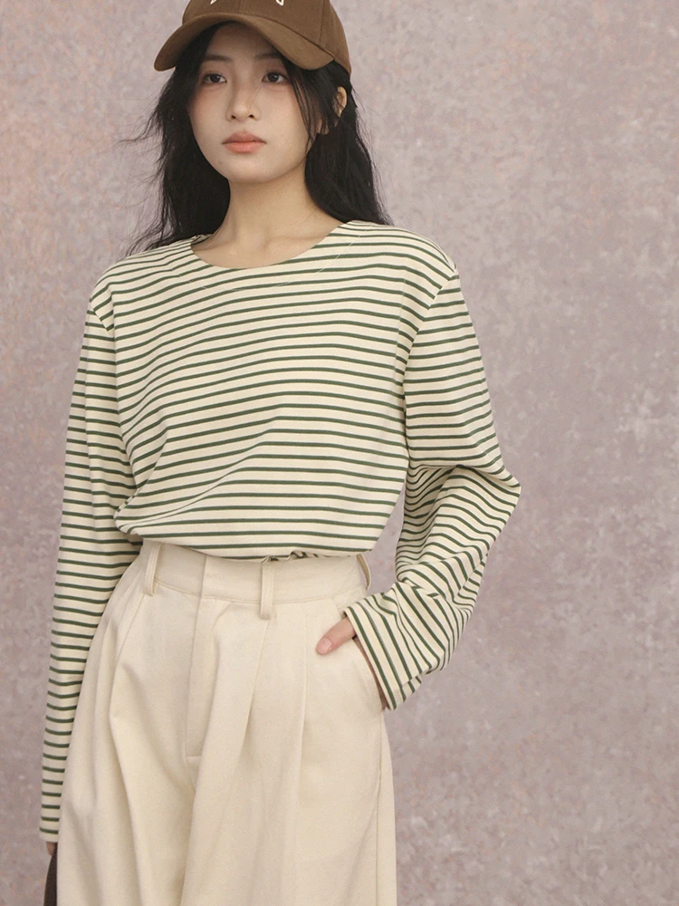 Striped Long Sve round Ne Thin T-irt oulder Width Regular Bla White Spring Autumn Women Small Size Casual Sle S732
Striped Long Sve round Ne Thin T-irt oulder Width Regular Bla White Spring Autumn Women Small Size Casual Sle S732