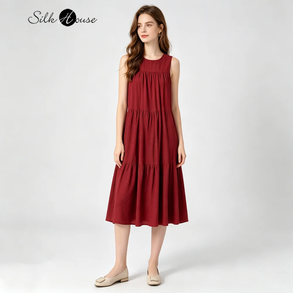 Women's Casual Summer Clothing Retro Breathable 100% Natural Mulberry Silk Bubble Wrinkled Texture Round Neck Sleeveless Dress
Women's Casual Summer Clothing Retro Breathable 100% Natural Mulberry Silk Bubble Wrinkled Texture Round Neck Sleeveless Dress