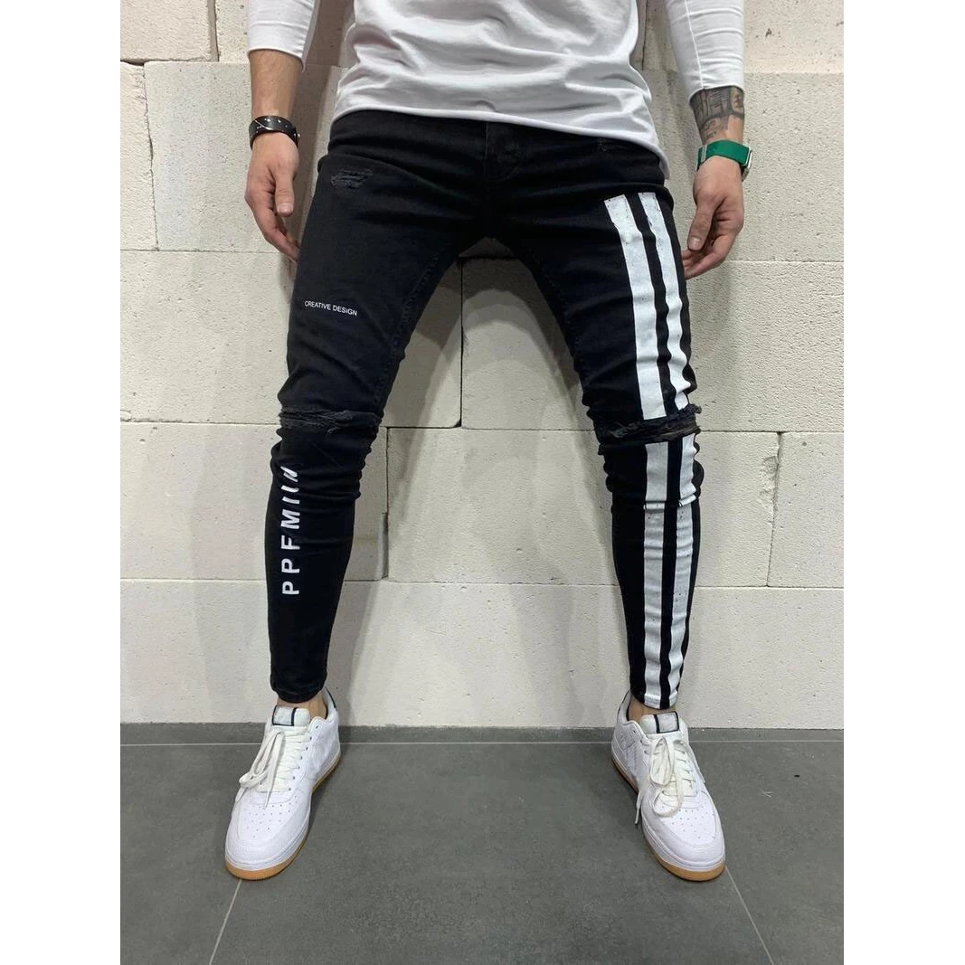 2020 New Print Slim Fit Men's Jeans High Waist Distressed Ankle Length Cross-Border Station Painted Denim Youth Sport Zipper
2020 New Print Slim Fit Men's Jeans High Waist Distressed Ankle Length Cross-Border Station Painted Denim Youth Sport Zipper
