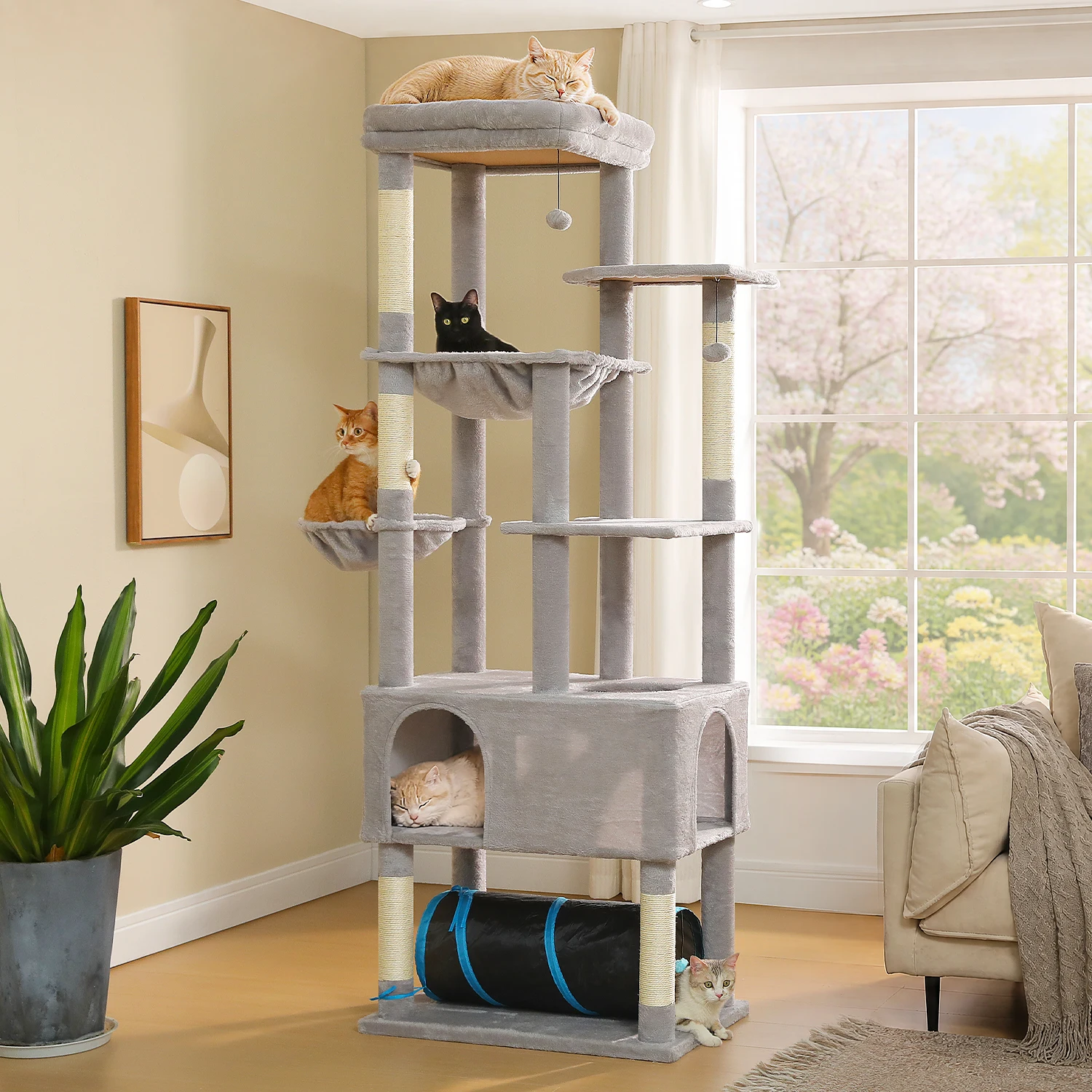 Tall Cat Tree with Large Condo Sisal Scratching Posts Oversized Perch Spacious Hammocks Multi-Level Cat Tower with Cat Tunnel Large Cat Furniture for Indoor Big Cats
Tall Cat Tree with Large Condo Sisal Scratching Posts Oversized Perch Spacious Hammocks Multi-Level Cat Tower with Cat Tunnel Large Cat Furniture for Indoor Big Cats