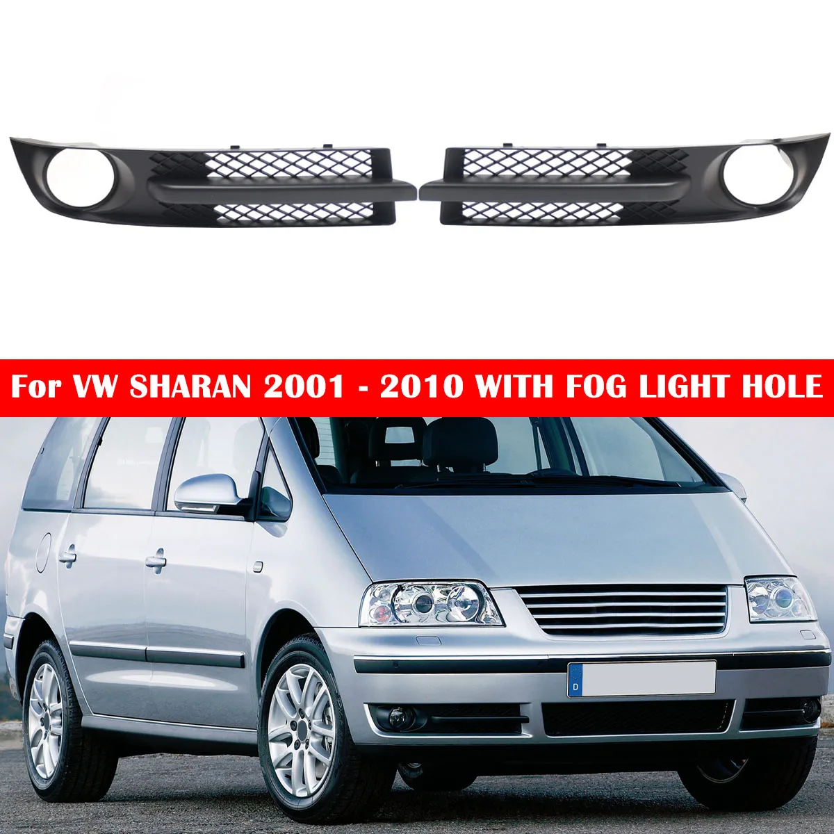 Car Front Bumper Fog Light Grille Grill For VW SHARAN 2001-2010 w/FOG LIGHT HOLE Left Right Fog Lamp Grill 7M3853683A 7M3853684A
Car Front Bumper Fog Light Grille Grill For VW SHARAN 2001-2010 w/FOG LIGHT HOLE Left Right Fog Lamp Grill 7M3853683A 7M3853684A