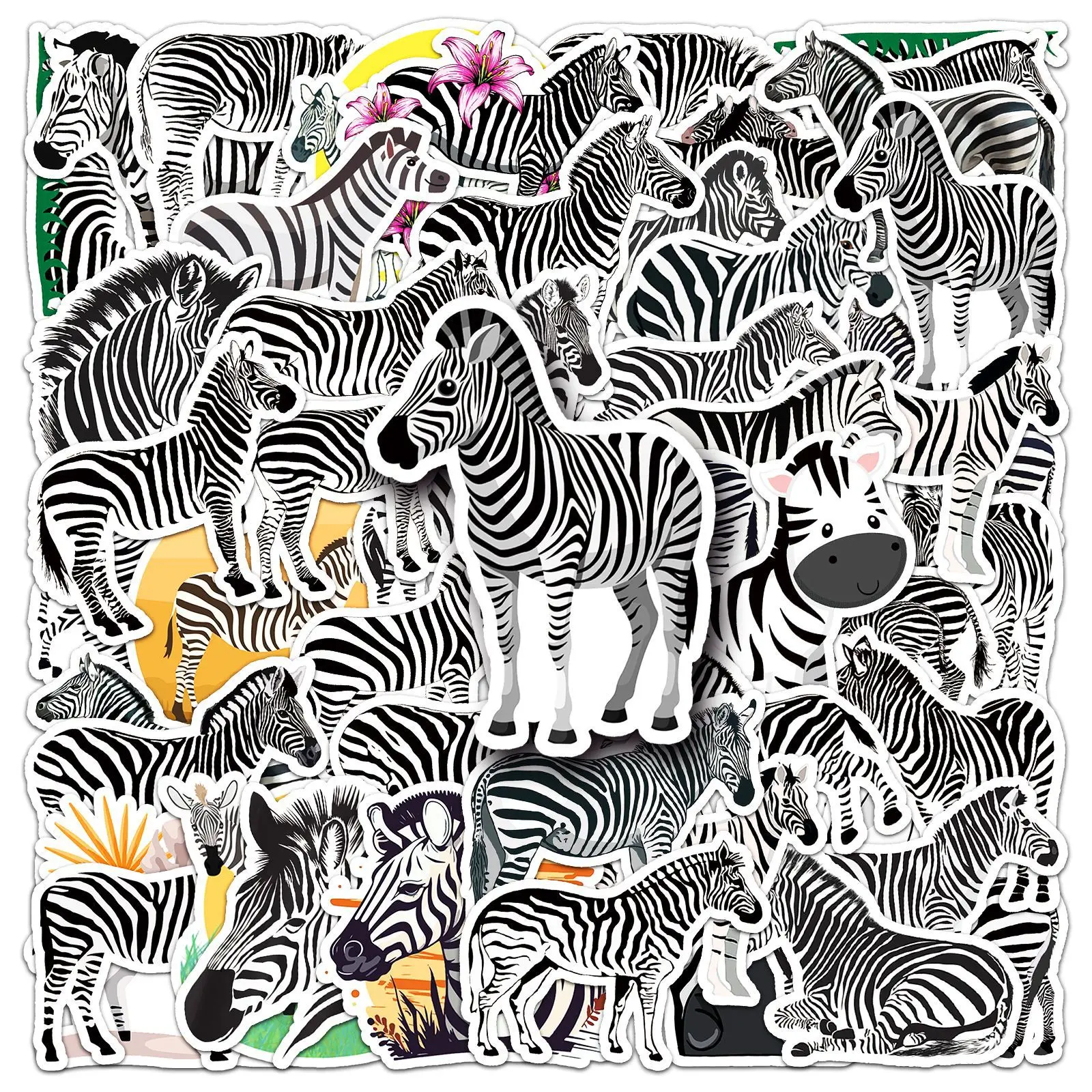 50PCS Black and White Zebra Stickers Cute Wildlife Waterproof Decals for Water Bottle Laptop Scrapbooking Decor
50PCS Black and White Zebra Stickers Cute Wildlife Waterproof Decals for Water Bottle Laptop Scrapbooking Decor