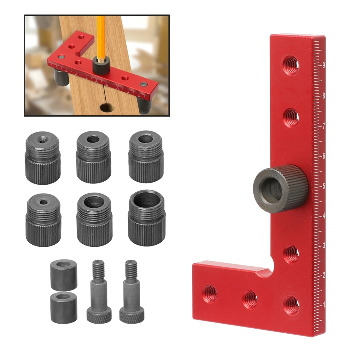 A002 2-10mm Dowel Jig Square Center Finder Woodworking Tools Drill Guide for Straight Holes Self Centering Line Scriber B
A002 2-10mm Dowel Jig Square Center Finder Woodworking Tools Drill Guide for Straight Holes Self Centering Line Scriber B