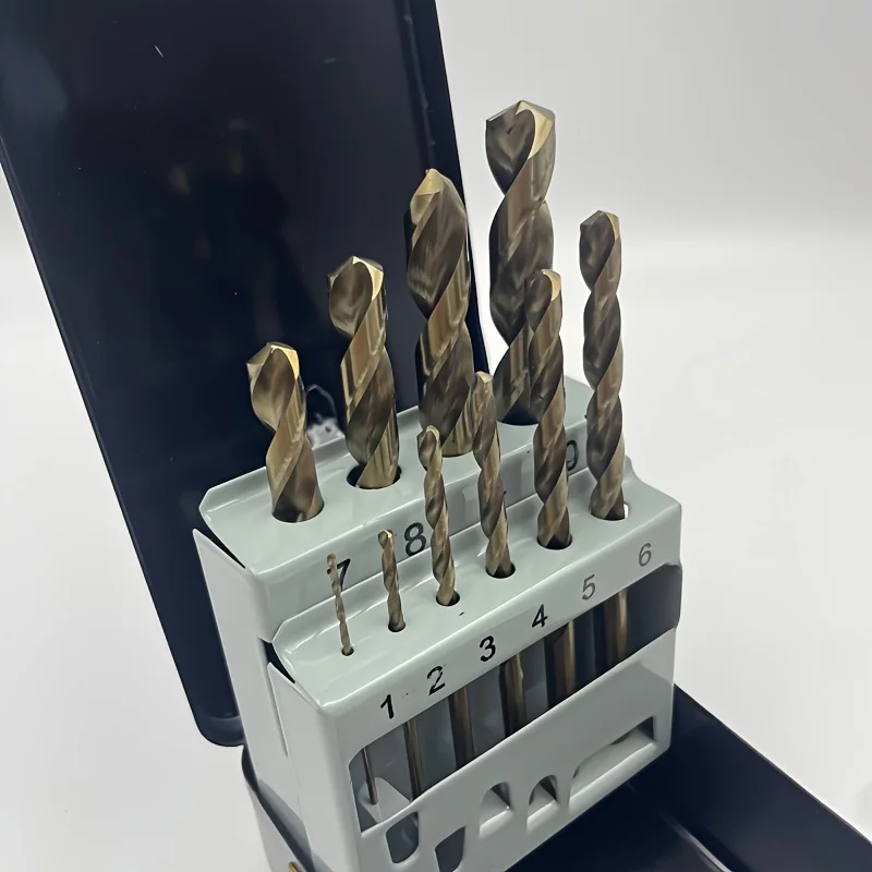 10Pcs M35 Cobalt Twist Drill Bit Set, 135° Split Point Self-Centering Bits for Stainless Steel Metal with Portable Storage Case
10Pcs M35 Cobalt Twist Drill Bit Set, 135° Split Point Self-Centering Bits for Stainless Steel Metal with Portable Storage Case
