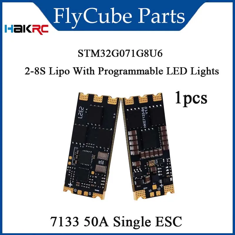 HAKRC 7133 50A Одиночный ESC STM32G071G8U6 2-8S Lipo с программируемыми светодиодными фонарями Встроенный амперметр для FPV Racing Drone RC Tools
HAKRC 7133 50A Одиночный ESC STM32G071G8U6 2-8S Lipo с программируемыми светодиодными фонарями Встроенный амперметр для FPV Racing Drone RC Tools