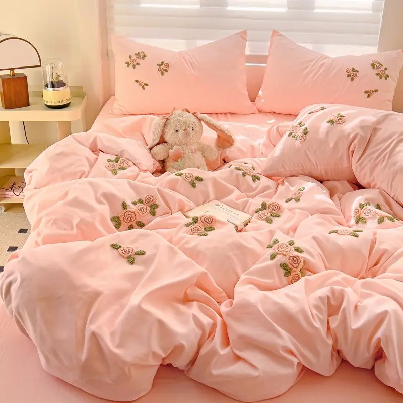 Ins Style Washed Cotton Bedding Set - 3/4 Piece Towel Embroidery Duvet Cover with Sheet/Fitted Sheet, All Season
Ins Style Washed Cotton Bedding Set - 3/4 Piece Towel Embroidery Duvet Cover with Sheet/Fitted Sheet, All Season