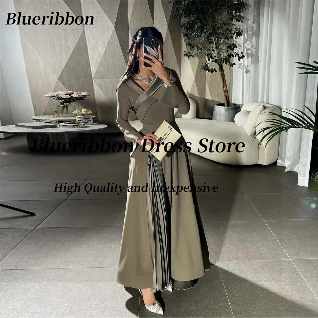 Blueribbon Customized Vestidos De Fiestas Elegantes Mujer V Neck Prom Dresses Long Sleeves Pleats A Line Evening Party Gowns
Blueribbon Customized Vestidos De Fiestas Elegantes Mujer V Neck Prom Dresses Long Sleeves Pleats A Line Evening Party Gowns