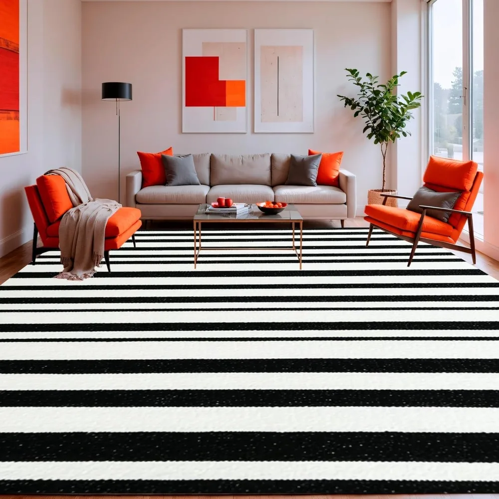 Ultra Soft Area Rug 8x10, Non Slip, Stain Resistant, Washable Area Rugs for Living Room, Bedroom, Monochrome Striped Floor Mat w
Ultra Soft Area Rug 8x10, Non Slip, Stain Resistant, Washable Area Rugs for Living Room, Bedroom, Monochrome Striped Floor Mat w