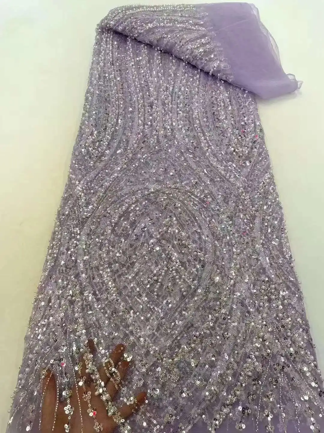 African Lace Fabric Purple Sequins Beaded Embroidery Groom Nigerian Bridal High Quality French Tulle Lace Fabric For Wedding
African Lace Fabric Purple Sequins Beaded Embroidery Groom Nigerian Bridal High Quality French Tulle Lace Fabric For Wedding
