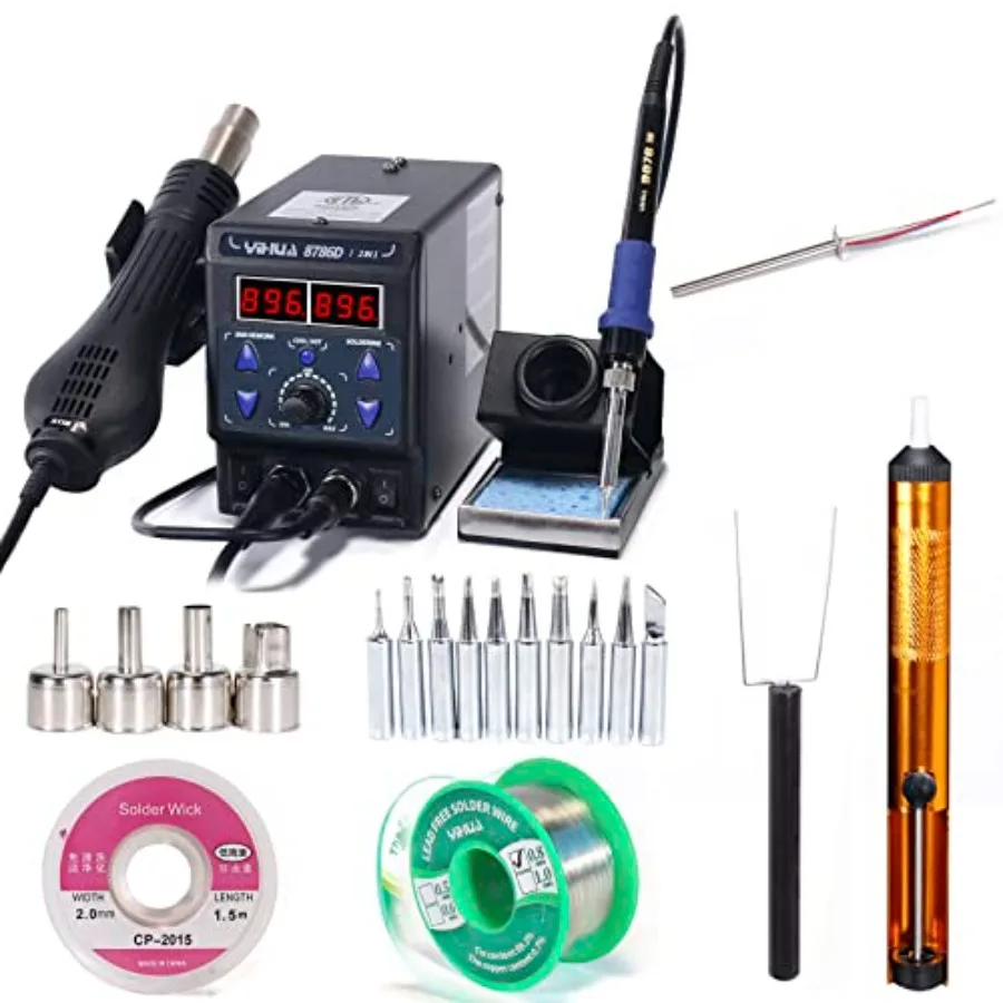 8786D-I Soldering and Rework Station bundle with #133A Soldering Iron Heating Element with Iron Holder, Soldering Cleaning Kit,
8786D-I Soldering and Rework Station bundle with #133A Soldering Iron Heating Element with Iron Holder, Soldering Cleaning Kit,
