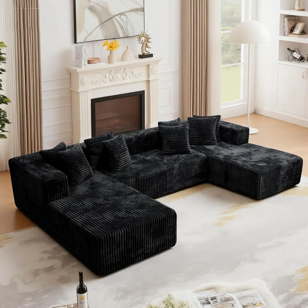 130'' U Shaped Couched for Living Room, Cloud Modular Sectional Couch with 2 Chaise Lounge, Modern Minimalist Upholstered Sofa
130'' U Shaped Couched for Living Room, Cloud Modular Sectional Couch with 2 Chaise Lounge, Modern Minimalist Upholstered Sofa