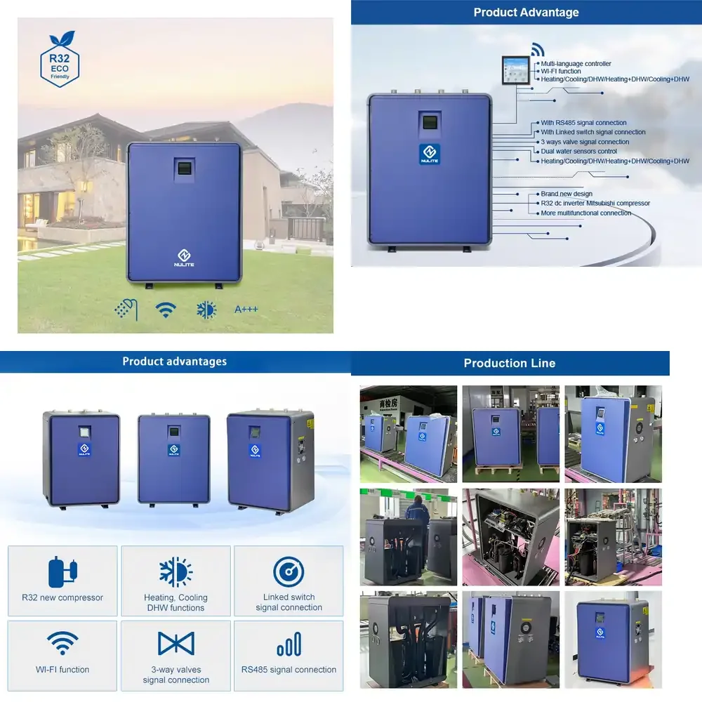 R32 10kw 20kw 40kw inverter geothermal ground source heating system water source heat pump
R32 10kw 20kw 40kw inverter geothermal ground source heating system water source heat pump