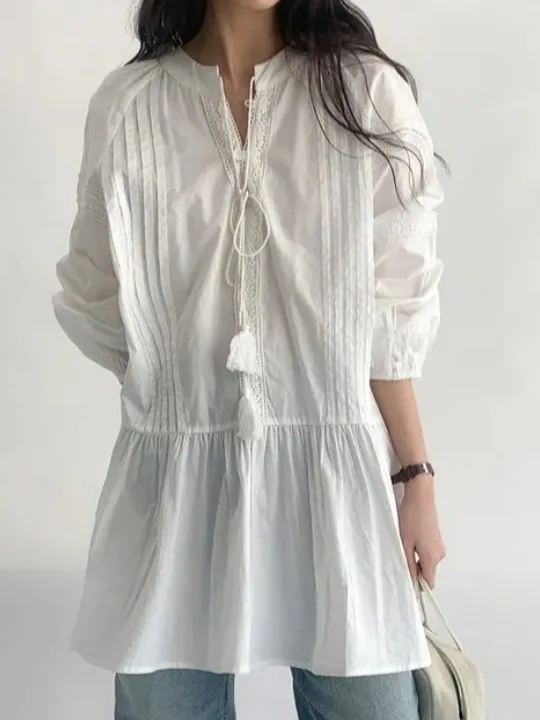 White Tassel Belted Doll Dr Women's Spring New Gentle Sle Splicing Bubble Sve ort Dr Fem Faionable Skirt
White Tassel Belted Doll Dr Women's Spring New Gentle Sle Splicing Bubble Sve ort Dr Fem Faionable Skirt