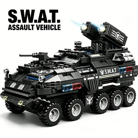 717 pièces de blocs de construction de véhicules de police spéciaux, ensemble de modèles de construction de bâtiments de police sur le thème militaire, série armée urbaine, adaptés pour