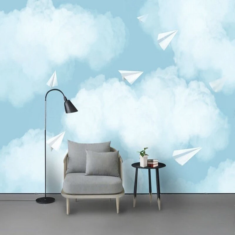 Hand-painted dreamy and fresh white cloud paper airplane children's room TV bedroom home decoration background wall painting
Hand-painted dreamy and fresh white cloud paper airplane children's room TV bedroom home decoration background wall painting