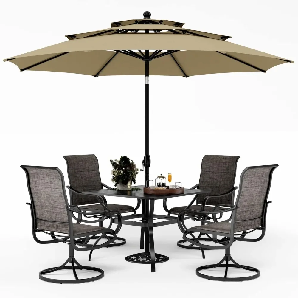 Patio Dining Set withUmbrella for 4,Outdoor Table&Chairs Set with 4 Padded Swivel Patio Dining Chairs,1 Square MetalDining Table
Patio Dining Set withUmbrella for 4,Outdoor Table&Chairs Set with 4 Padded Swivel Patio Dining Chairs,1 Square MetalDining Table