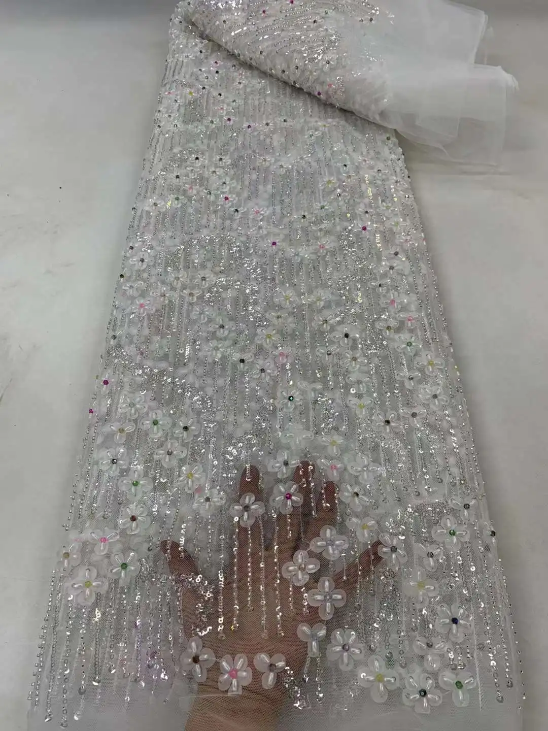 2024 High Quality African Sequins Stones Tulle Embroidered Groom Lace Fabric Beaded Sequins Lace Fabric For Nigerian Wedding
2024 High Quality African Sequins Stones Tulle Embroidered Groom Lace Fabric Beaded Sequins Lace Fabric For Nigerian Wedding
