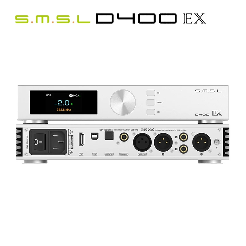 SMSL D400EX MQA & MQA-CD DAC 1pcs AK4191+2pcs AK4499EX DSD512 XMOS XU316 HiFi Decoder
SMSL D400EX MQA & MQA-CD DAC 1pcs AK4191+2pcs AK4499EX DSD512 XMOS XU316 HiFi Decoder