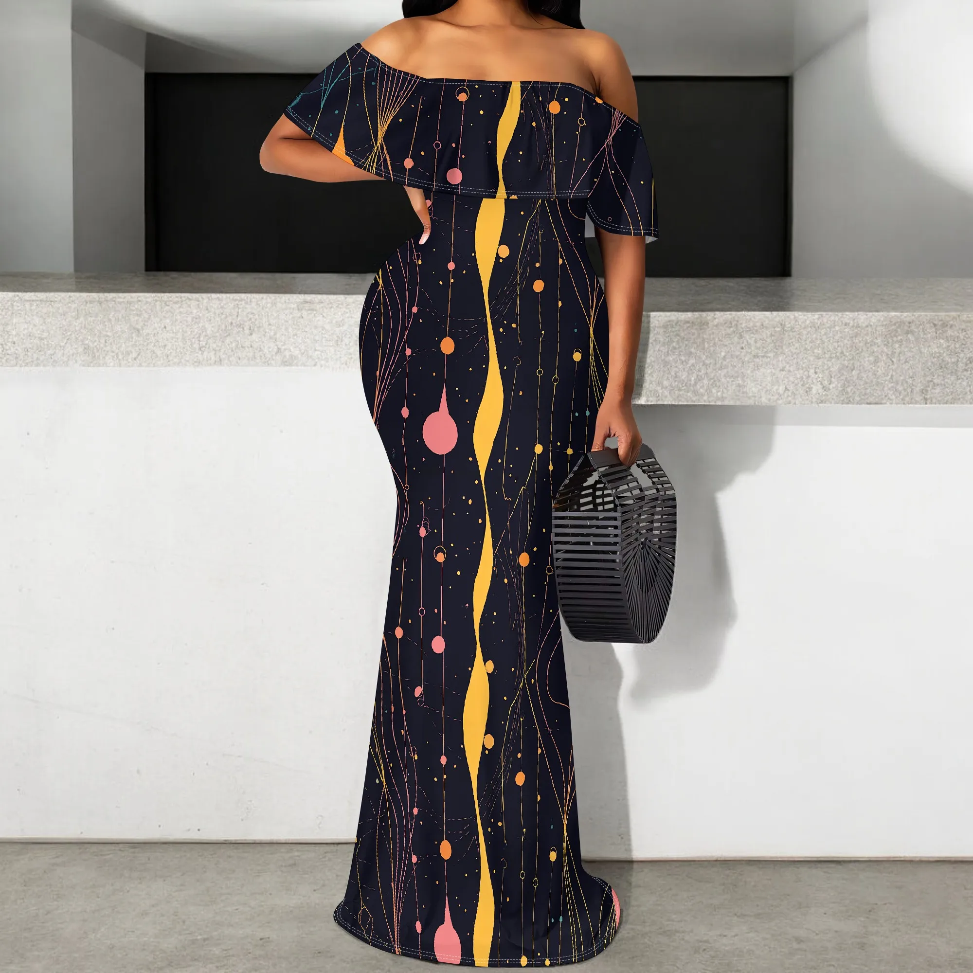 Women's Off Shoulder Abstract Line Print Maxi Dress Summer Artistic Boho Long Gown S-3XL
Women's Off Shoulder Abstract Line Print Maxi Dress Summer Artistic Boho Long Gown S-3XL