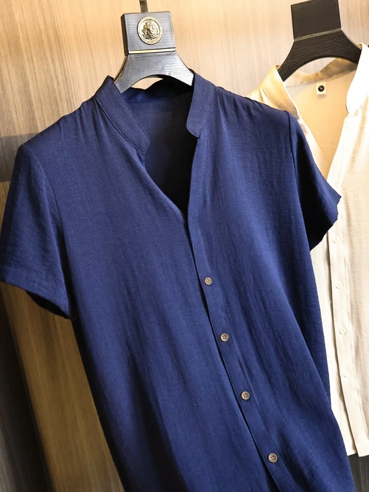 Laoqian Loose Fit Linen American Style Henry Collar Men's Short Sleeve Shirt Breathable Comfortable Summer Fashion Urban Casual
Laoqian Loose Fit Linen American Style Henry Collar Men's Short Sleeve Shirt Breathable Comfortable Summer Fashion Urban Casual