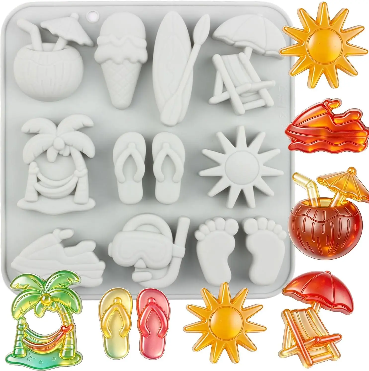 12 Cavity Tropical Theme Silicone Candy Molds Summer Beach Chocolate Mold for Chocolate Candy Cupcake Topper Decorating
12 Cavity Tropical Theme Silicone Candy Molds Summer Beach Chocolate Mold for Chocolate Candy Cupcake Topper Decorating