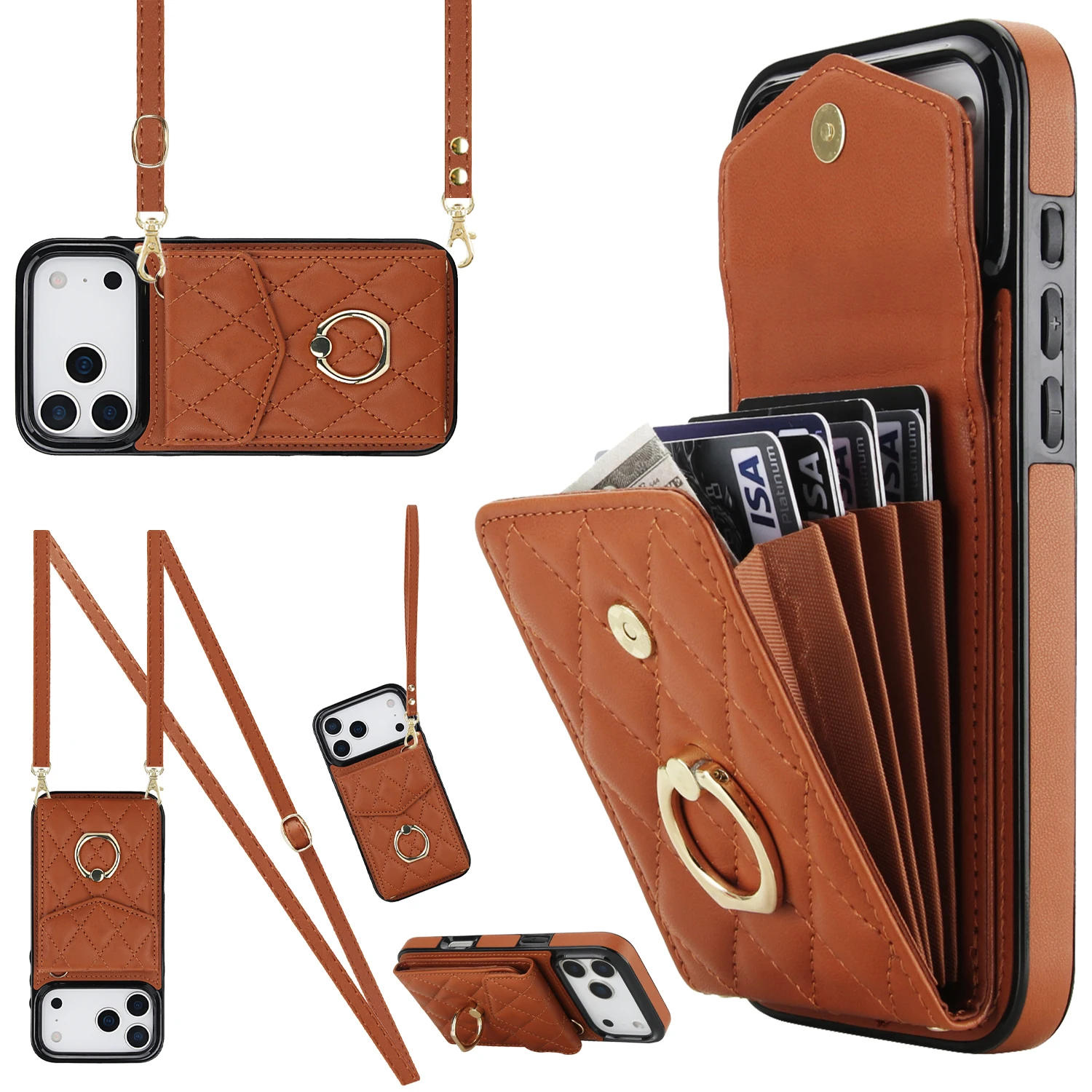 Shockproof Crossbody Strap Leather Card Holder Wallet Case For iPhone 17 Pro Max 16 15 14 13 12 11, Ring Kickstand Phone Covers
Shockproof Crossbody Strap Leather Card Holder Wallet Case For iPhone 17 Pro Max 16 15 14 13 12 11, Ring Kickstand Phone Covers